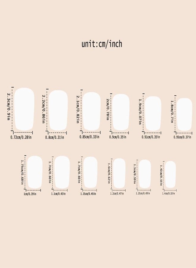 Foccna 24 Pcs Press on Nails Acrylic Square Fake Nails Nude with Design Full Cover Bling False Nails for Women Reusable Nail Kit Adhesive Tabs Nail File - Image 4
